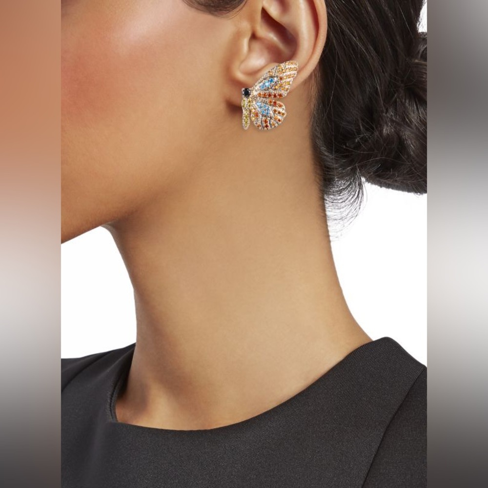 Luxe 18K Goldplated & Crystal Butterfly Earrings